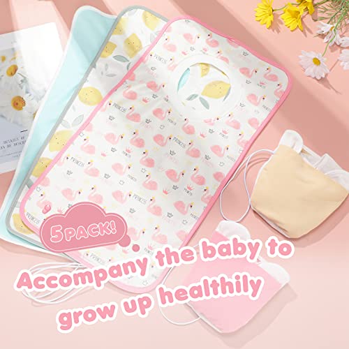 Newwiee 5 Pieces Waterproof Muslin Pullover Baby Bibs Full Coverage Toddler Bibs Soft Absorbent Large Bibs Comfortable Towel Bibs Colorful Baby Drooling Bibs for Feeding and Drooling Toddlers