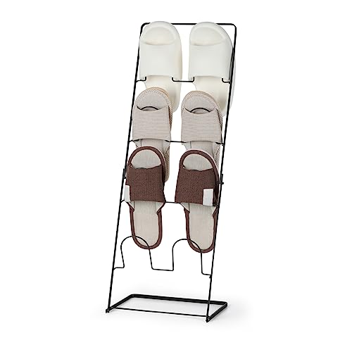 ETELI Shoe Slipper Rack Organizer 4 Tier Foldable Slipper Shelf Organizer Sandals Shoe Stand Metal Shoe Rack for Entryway Bathroom Bedroom