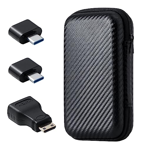 Carrying Case Compatible with Anbernic RG35XX/RG353V/ RG353VS Handheld Game Console with 1Pcs Mini HDMI Adapter | 2 Pcs USB-C Adapter, Protective Travel Case for Charging Cable, Connectors and RG35XX Accessories