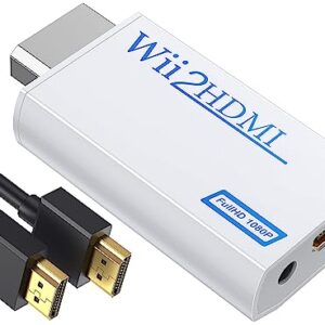 GANA Wii to HDMI Converter Adapter with Hdmi Cable Connect Wii Console to HDMI Display in 1080p Output Video with 3.5mm Audio Supports All Wii Display Modes White