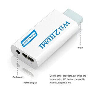 GANA Wii to HDMI Converter Adapter with Hdmi Cable Connect Wii Console to HDMI Display in 1080p Output Video with 3.5mm Audio Supports All Wii Display Modes White