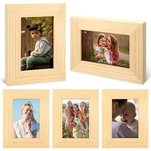 Kigley 6 Pcs 2.5 x 3.5 Inches Picture Frame Mini Rustic Picture Frames Wallet Size Wood Grain Table Desk Top Standing Fits Photo for Wall and Tabletop Picture Display