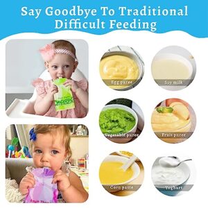 Newmemo Baby Food Pouch Maker 7PCS Double Zipper Reusable Food Pouches Filler Set Refillable Fruit Puree Pouch Filling Station Portable Juice Puree Squeezer Storage Bags for Toddlers Baby