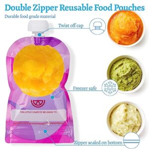 Newmemo Baby Food Pouch Maker 7PCS Double Zipper Reusable Food Pouches Filler Set Refillable Fruit Puree Pouch Filling Station Portable Juice Puree Squeezer Storage Bags for Toddlers Baby