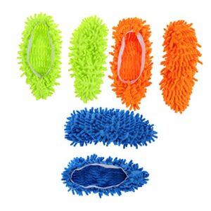 chenille socks 6pcs/ 3 pairs floor mops cleaning mops chenille socks floor cleaning slipper lazy mop slippers chenille shoe cover detergent washable dust mop slipper mop cap