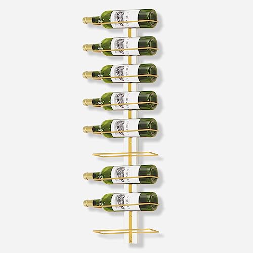 B4Life Wine Rack Wall Mounted, Golden Wall Wine Rack for Wine Bottles Wood Wine Racks for Wall, Wine Holder Wall Mounted Wine Bottle Racks for Kitchen,Dining Room,Bar (9 Wine Bottles)