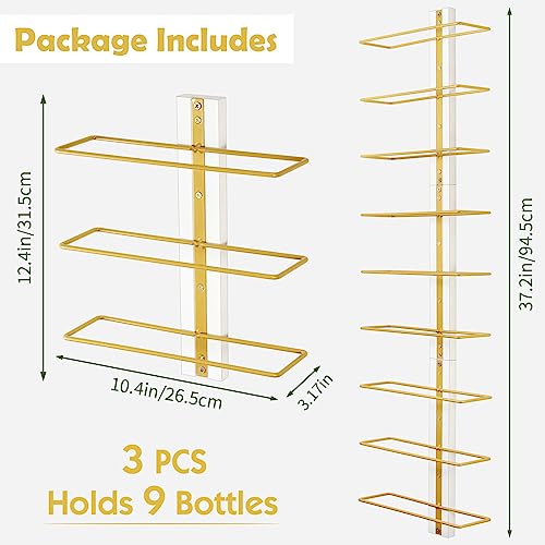 B4Life Wine Rack Wall Mounted, Golden Wall Wine Rack for Wine Bottles Wood Wine Racks for Wall, Wine Holder Wall Mounted Wine Bottle Racks for Kitchen,Dining Room,Bar (9 Wine Bottles)