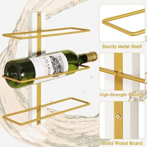 B4Life Wine Rack Wall Mounted, Golden Wall Wine Rack for Wine Bottles Wood Wine Racks for Wall, Wine Holder Wall Mounted Wine Bottle Racks for Kitchen,Dining Room,Bar (9 Wine Bottles)