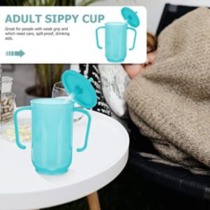 DOITOOL 2PCS Adult Sippy Cup with Straw Spill Proof, Adult Sippy Cup for Elderly Spill Proof, Adult Sippy Cups for Elderly Care (Blue)