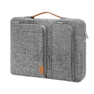 mosiso 360 protective laptop sleeve compatible with macbook air/pro, 13-13.3 inch notebook, compatible with macbook pro 14 inch 2023-2021 m2 m1, side open bag with 2 accessory pockets&handle&belt,gray