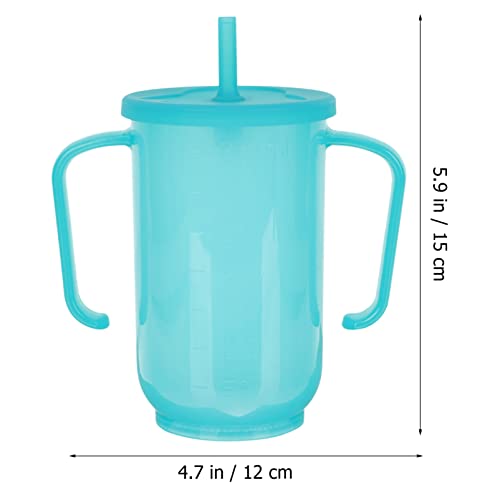 DOITOOL 2PCS Adult Sippy Cup with Straw Spill Proof, Adult Sippy Cup for Elderly Spill Proof, Adult Sippy Cups for Elderly Care (Blue)