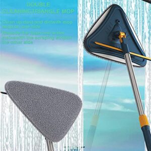 Wall Mop Wall Cleaner with Long Handle, Baseboard Duster Scrubber, Ceiling Wall Cleaner Mop, Wall Mop Triangle Rotatable Cleaning Mop for Floor, Ceiling and Wall (Blue)