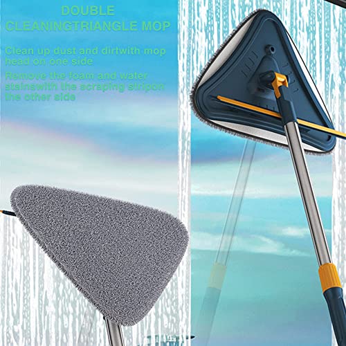 Wall Mop Wall Cleaner with Long Handle, Baseboard Duster Scrubber, Ceiling Wall Cleaner Mop, Wall Mop Triangle Rotatable Cleaning Mop for Floor, Ceiling and Wall (Blue)