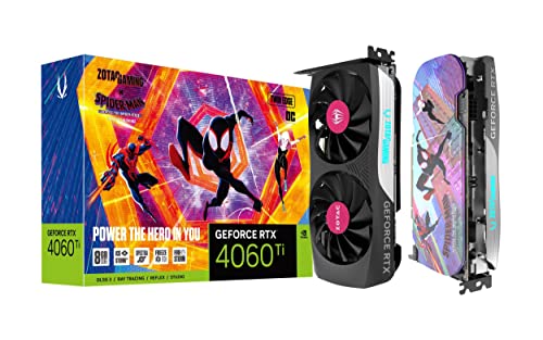 ZOTAC Gaming GeForce RTX 4060 Ti 8GB Twin Edge OC Spider-Man: Across The Spider-Verse Inspired Graphics Card Bundle, ZT-D40610H-10SMP