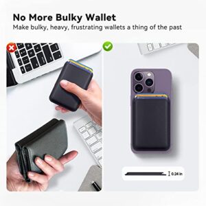 MARETU Magnetic Wallet Card Holder with Mag Safe, Mag-Safe Leather Wallet for iPhone 14 13 12 Pro/Pro Max/Plus/Mini Mag Safe Case, Magnetic Card Holder for Back of iPhone 14/13/12 Series, Midnight