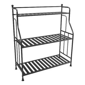 YisanCrafts 3-Tier Shoe Rack for Closet Metal Shoe Organizer for Entryway, Extra Large Capacity Wide Shoe Storage Shelf with Sturdy Wire Grid for Closet Floor, Bedroom, Iron Plate Black