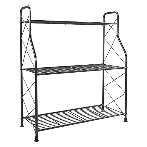 YisanCrafts 3-Tier Shoe Rack for Closet Metal Shoe Organizer for Entryway, Extra Large Capacity Wide Shoe Storage Shelf with Sturdy Wire Grid for Closet Floor, Bedroom, Wire Grid, Black