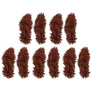 mop slippers shoes cover, 10pcs chenille mop slippers multifunction floor cleaning shoes dust cleaner accessory(tan)
