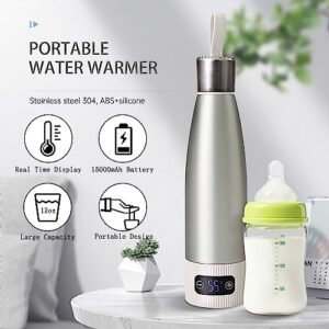 Portable Milk Warmer for Baby Formula, Water or Breastmilk, Cordless Design with Precise Temp Display, 12Oz Capacity Fast Milk Heating, Rechargeable Bottle Warmer Perfect for Indoor and On The go
