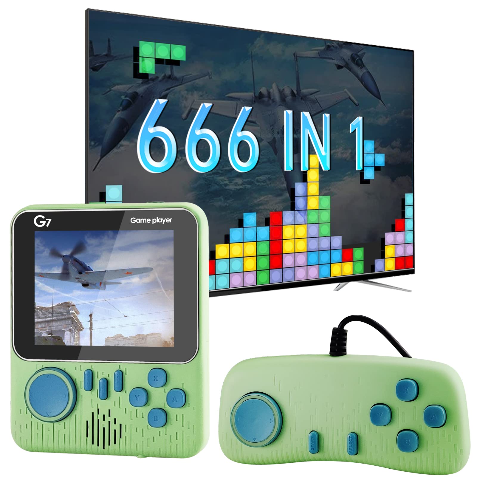 Fadist Handheld Game Console, Retro Game Console with 666 Classic Games, 3.5'' Color Display,Rechargeable Battery, Support for 2 Players & TV, Ideal Gift for Kids, Friend, Lover