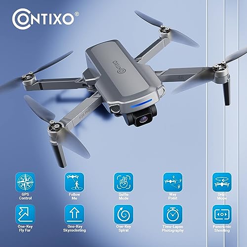 Contixo F28 Pro 4K Camera Drone - FHD Video Drone with GPS Control Selfie Mode, Follow Me, Way Point Orbit Mode and Up to 2 x 25 Mins Flight Time FPV Long Distance Helicopter with Carrying Case for Adults Kids Gift