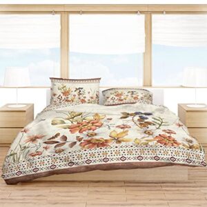 durable duvet cover set 3 piece bedding sets twin size, rustic flowers comforter set soft microfiber fill bedding with 1 comforter cover, 2 pillowcases farmhouse floral fall plants rural southwest