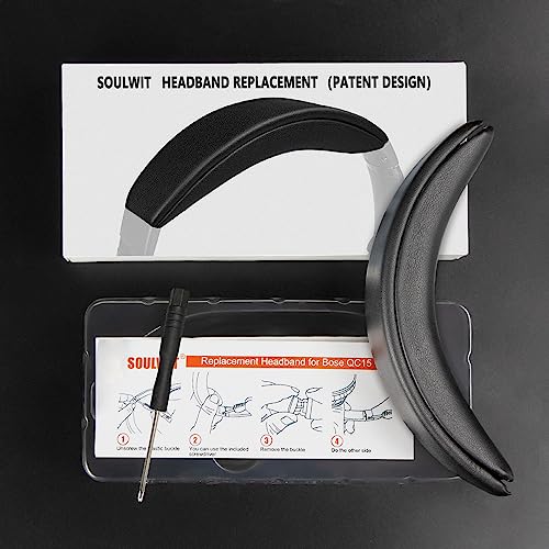 SOULWIT Replacement Headband Pad Kit for Bose QuietComfort 15(QC15)/QuietComfort 2(QC 2) Headphones, Easy DIY Installation - Black