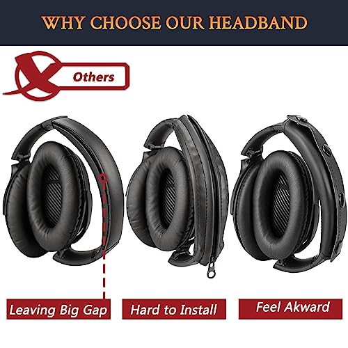 SOULWIT Replacement Headband Pad Kit for Bose QuietComfort 15(QC15)/QuietComfort 2(QC 2) Headphones, Easy DIY Installation - Black