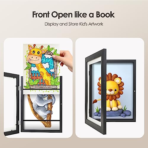 Funchi 10x12.5 Kids Art Frame, Front Opening Storage Kids Artwork Frames Changeable for Wall and Tabletop with 4 Display Types, Holds 50 Pcs Children Art Projects, 3D Picture, Drawing, Schoolwork, Craft, Portfolio, Hanging Art Frames in Kids Room Décor Ho