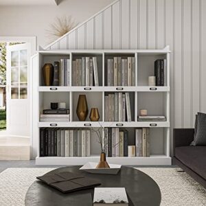 ucloveria bookcase,10-shelf bookshelf 3 tier mid-century modern bookcase,wood bookshelves storage organizer with id label,freestanding open book shelves,for bedroom,living room,office,white