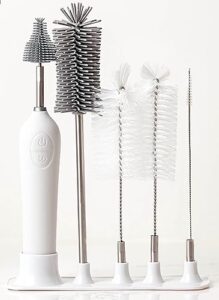 northway, electric bottle brush cleaner, 4 pcs baby bottle silicone brush set, 1 stand, 1 ext., nipple straw brush, automatic electronic cleaning, satinless steel rods, waterproof from northway