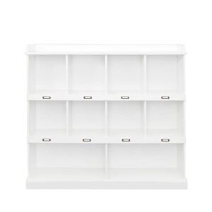 Ucloveria Bookcase,10-Shelf Bookshelf 3 Tier Mid-Century Modern Bookcase,Wood Bookshelves Storage Organizer with ID Label,Freestanding Open Book Shelves,for Bedroom,Living Room,Office,White