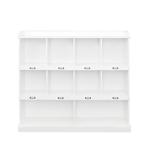 Ucloveria Bookcase,10-Shelf Bookshelf 3 Tier Mid-Century Modern Bookcase,Wood Bookshelves Storage Organizer with ID Label,Freestanding Open Book Shelves,for Bedroom,Living Room,Office,White