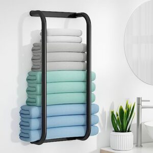 Towel Racks for Bathroom, 30 Inch Stainless Steel Wall Mounted Towel Rack, Bath Towel Holder Wall Towel Rack for Rolled Towels, Modern Bathroom Organizer for Small Space Bathroom Towel Storage - Black