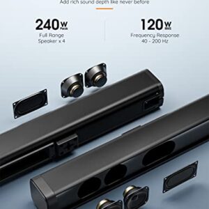 GEOYEAO Sound Bars for TV with Subwoofer, 2.1ch Home Audio Soundbar & 3D & Deep Bass Subwoofer | Bluetooth & Multi-Connection | 2-in-1 Detachable Design | TV Surround Sound Speaker System