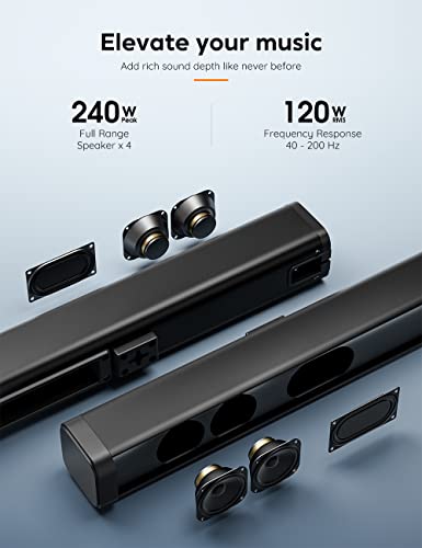 GEOYEAO Sound Bars for TV with Subwoofer, 2.1ch Home Audio Soundbar & 3D & Deep Bass Subwoofer | Bluetooth & Multi-Connection | 2-in-1 Detachable Design | TV Surround Sound Speaker System