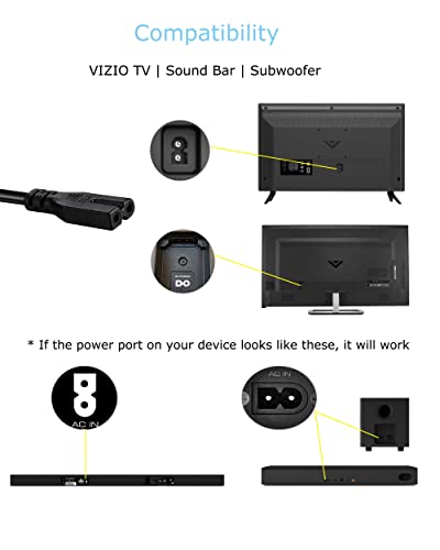 Guy-Tech 6ft AC Power Cord for Vizio 38" 5.1 Sound Bar Audio Wireless Subwoofer Soundbar