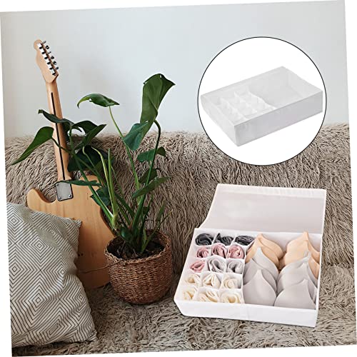 Outanaya Underwear Storage Box Vanity Drawer Container with Lid Necktie Organizer Containers with Lids Socks Bra Organizer Drawer Underwear Box with Lid Underwear Storage Organizer White