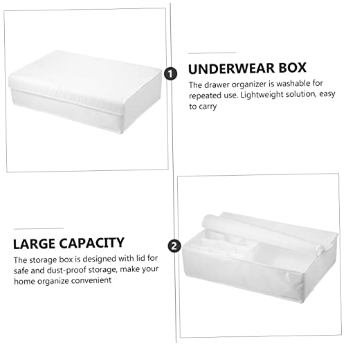 Outanaya Underwear Storage Box Vanity Drawer Container with Lid Necktie Organizer Containers with Lids Socks Bra Organizer Drawer Underwear Box with Lid Underwear Storage Organizer White