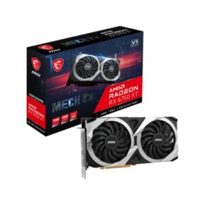 MSI Gaming Radeon RX 6750 XT 192-bit 12GB GDDR6 Boost Clock 2600MHz Dual Torx 3.0 Fans DP/HDMI FreeSync DirectX 12 VR Ready OC Graphics Card (RX 6750 XT MECH 2X 12G V1)