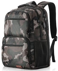 bikrod travel laptop backpack, school backpacks for teen boys water resistant back pack with usb charging port, business anti theft durable computer bag gifts fits 15.6 inch laptop-camouflage