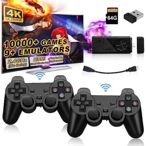 byte arcade wireless retro game console, retro game stick, nostalgia stick game, plug and play game console emulator game stick 4k 10.000 games, 9 classic emulator, consoles with dual 2.4g wireless controllers (64g)