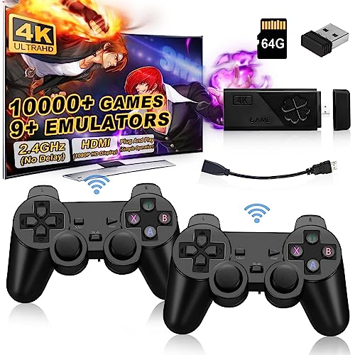 Byte Arcade Wireless Retro Game Console, Retro Game Stick, Nostalgia Stick Game, Plug and Play Game Console Emulator Game Stick 4k 10.000 Games, 9 Classic Emulator, Consoles with Dual 2.4G Wireless Controllers (64G)