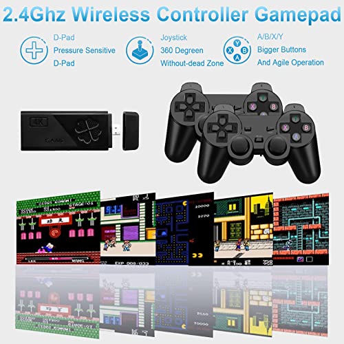 Byte Arcade Wireless Retro Game Console, Retro Game Stick, Nostalgia Stick Game, Plug and Play Game Console Emulator Game Stick 4k 10.000 Games, 9 Classic Emulator, Consoles with Dual 2.4G Wireless Controllers (64G)