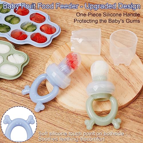 Baby Breastmilk Popsicle Molds & Baby Fruit Feeder (2 Pack), KingKam Baby Food Freezer Tray Storage Containers, Silicone Pacifier Feeder and Teether