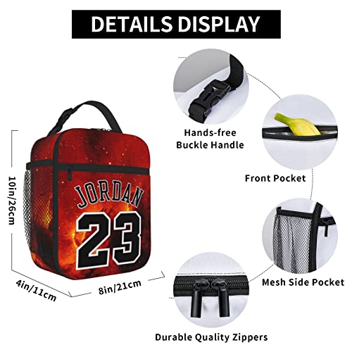 Auqizbx Basketball Number 23 Jordan Lunch Bag For Women Men Insulated Lunch Box For Reusable Lunch Tote Portable Bag For Work, Picnic, Travel