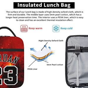 Auqizbx Basketball Number 23 Jordan Lunch Bag For Women Men Insulated Lunch Box For Reusable Lunch Tote Portable Bag For Work, Picnic, Travel