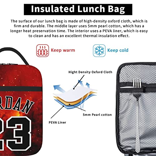 Auqizbx Basketball Number 23 Jordan Lunch Bag For Women Men Insulated Lunch Box For Reusable Lunch Tote Portable Bag For Work, Picnic, Travel