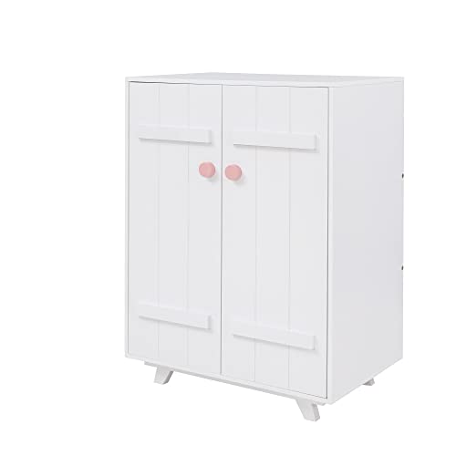 Bellemave Kids Wardrobe with Hanging Rod, Cute Wooden Wardrobe Closet with 2 Doors, Freestanding Wardrobe Cabinet, Storage Armoires for Boys Girls (White)