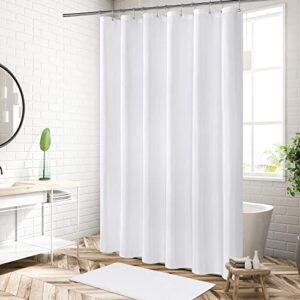 MitoVilla 2 Pack White Fabric Shower Curtain Liner - 72" W x 72" H, Simple Shower Curtain or Liner for Modern Neutral Hotel Bathroom Decor, Waterproof Cloth & Hotel Quality, 24 Plastic Hooks